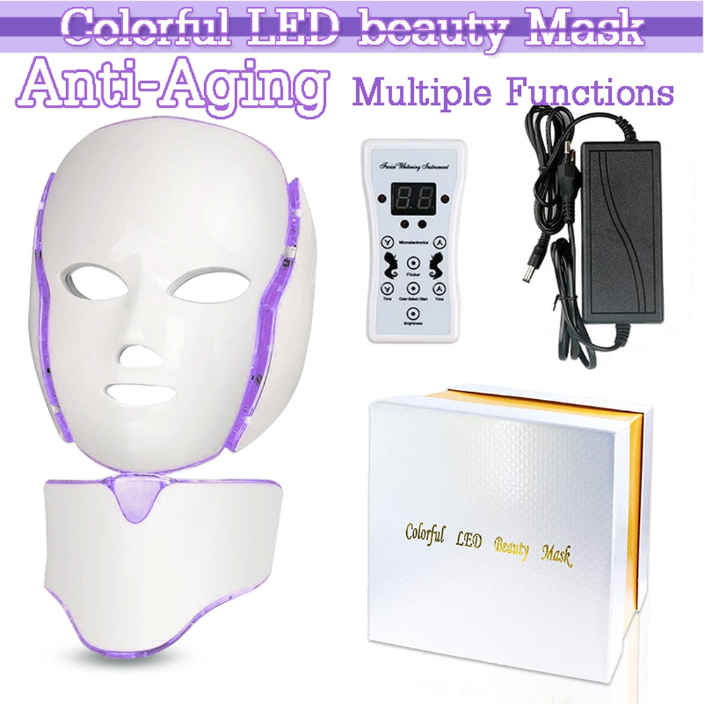 7 Colors Light LED Facial Mask Anti Acne Therapy Face Whitening the ModernMonroe