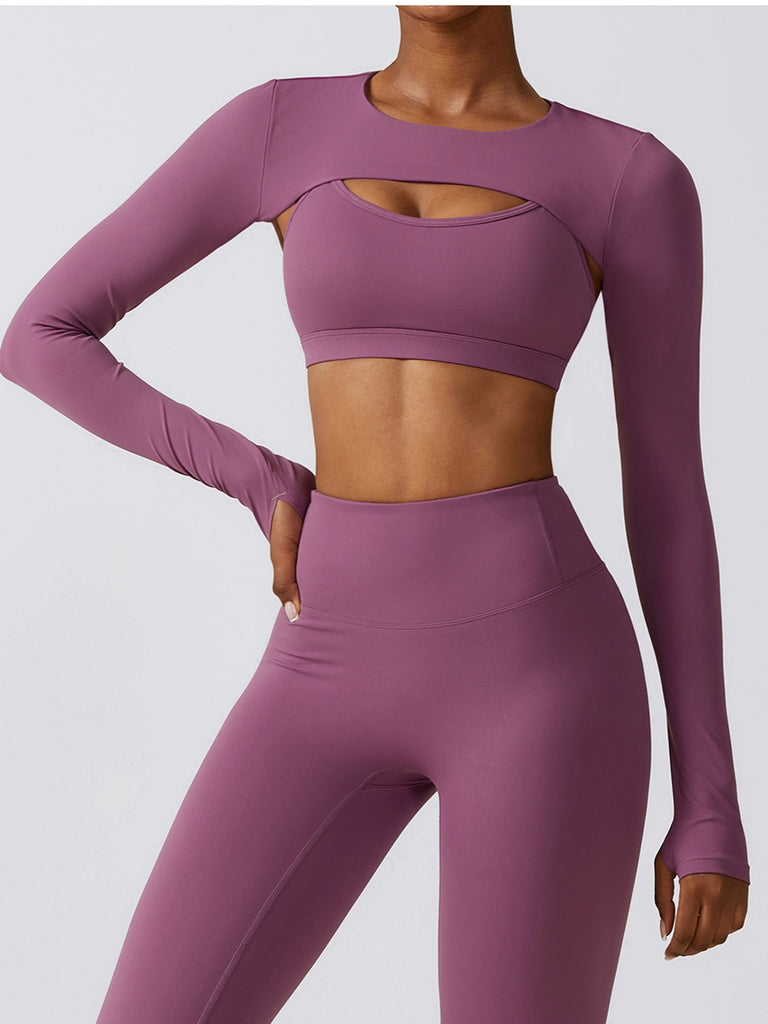 Cropped Cutout Long Sleeve Sports Top Trendsi