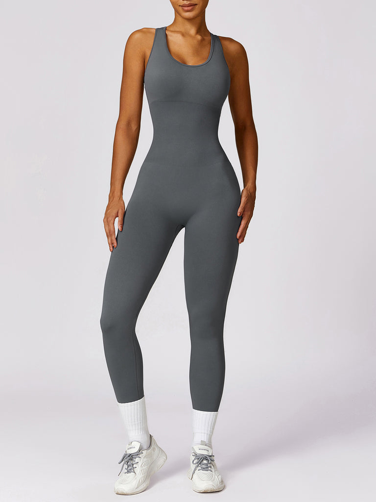 Cutout Racerback Active Jumpsuit Trendsi