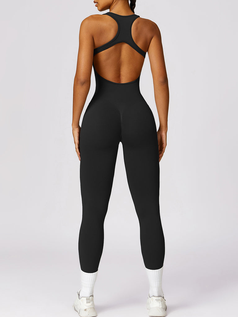 Cutout Racerback Active Jumpsuit Trendsi