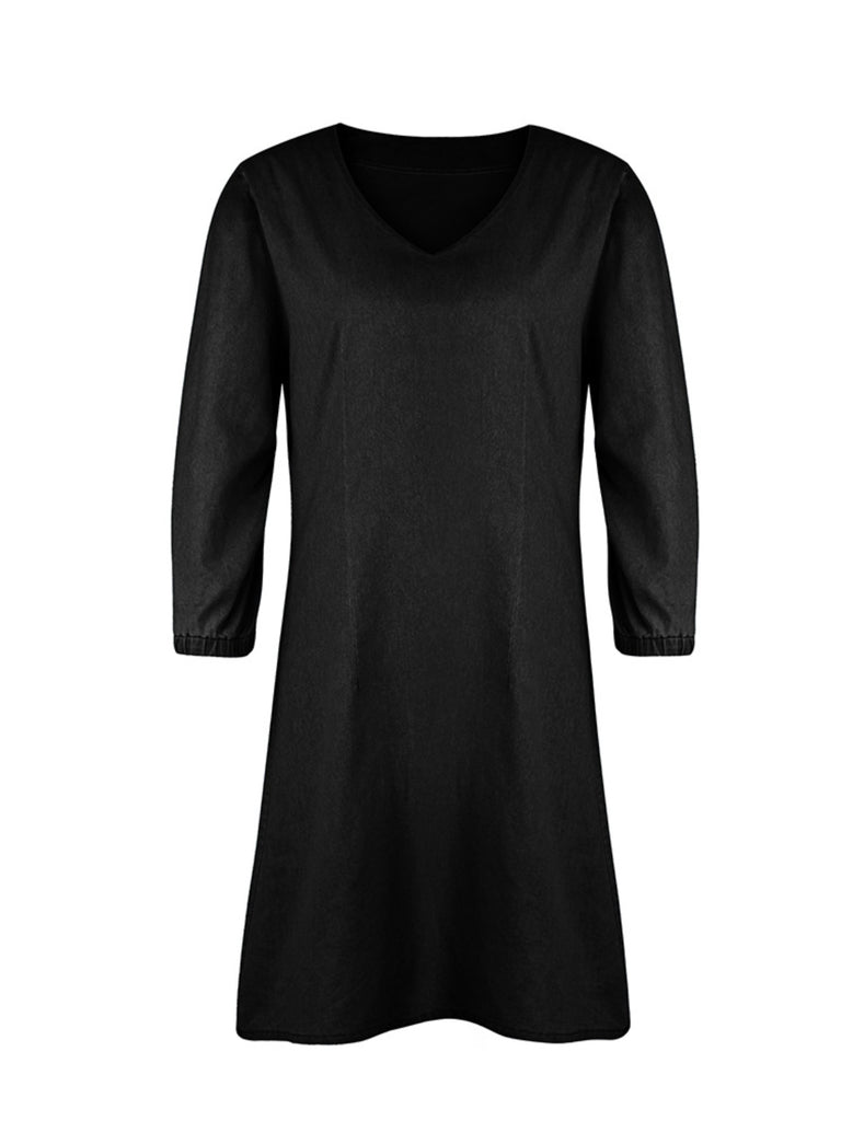 Full Size V-Neck Half Sleeve Dress Trendsi