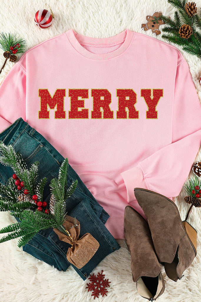 MERRY Graphic Drop Shoulder Sweatshirt Trendsi