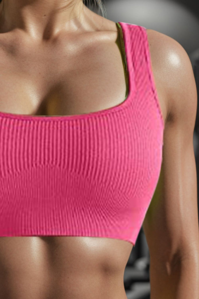 Square Neck Wide Strap Active Bra Trendsi