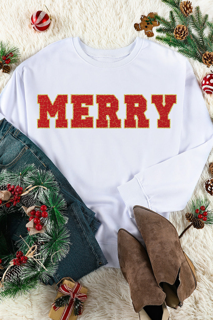 MERRY Graphic Drop Shoulder Sweatshirt Trendsi