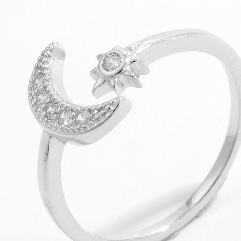 925 Sterling Silver Moon Open Ring Trendsi