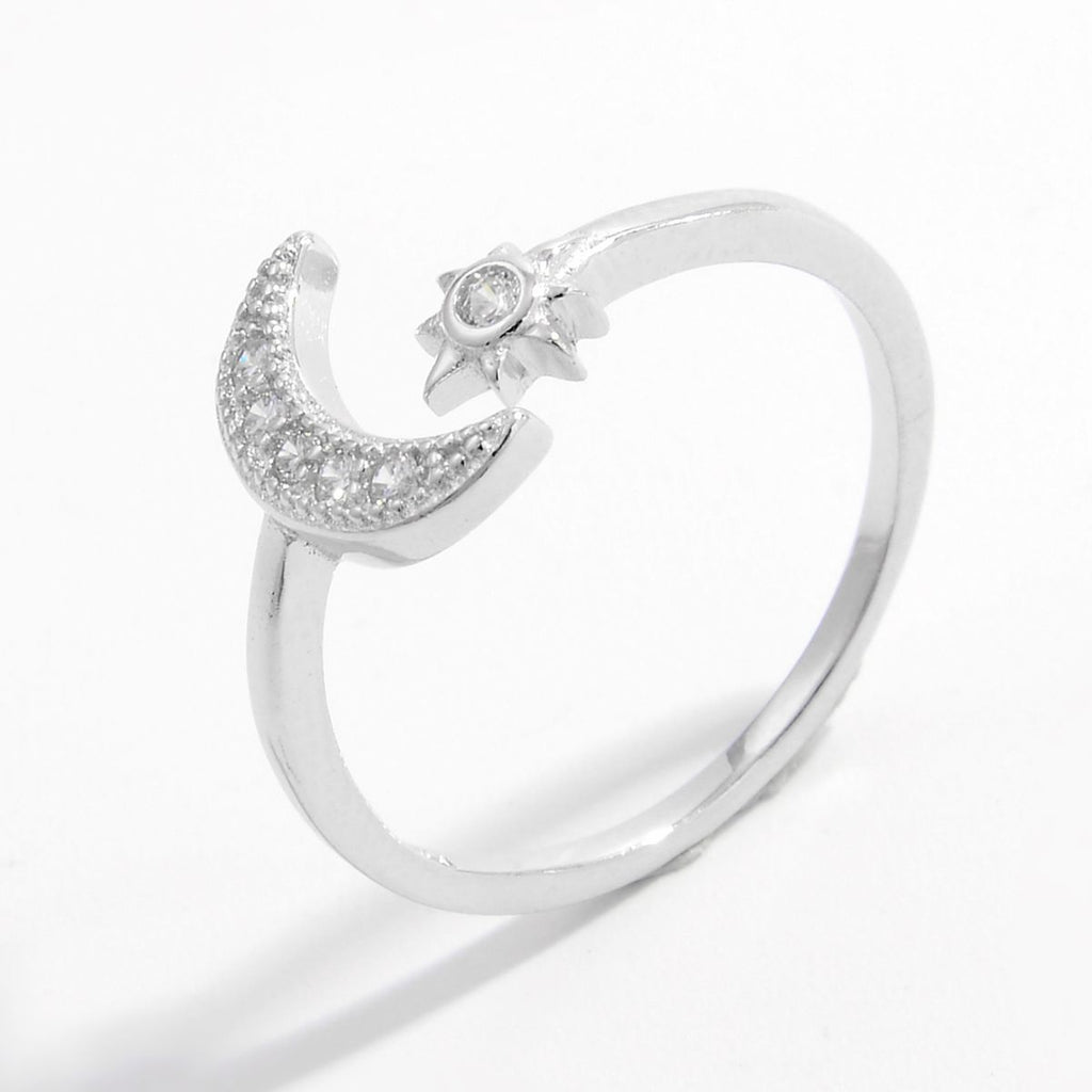 925 Sterling Silver Moon Open Ring Trendsi