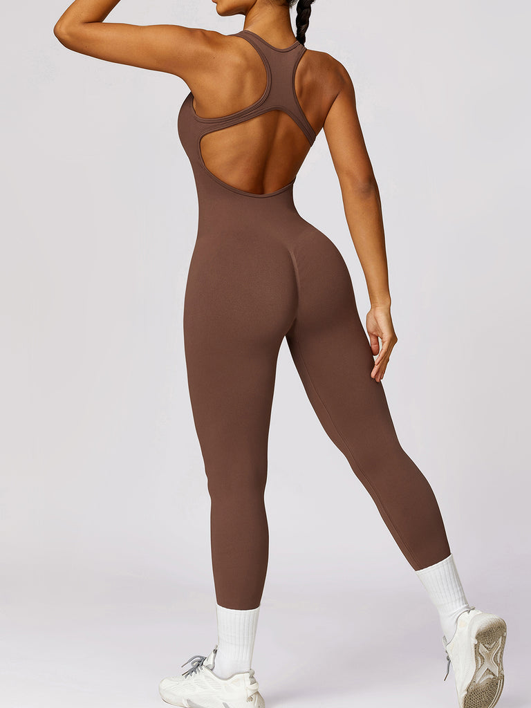 Cutout Racerback Active Jumpsuit Trendsi