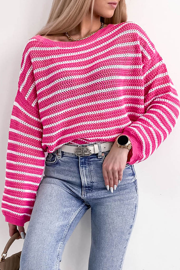 Striped Drop Shoulder Sweater Trendsi