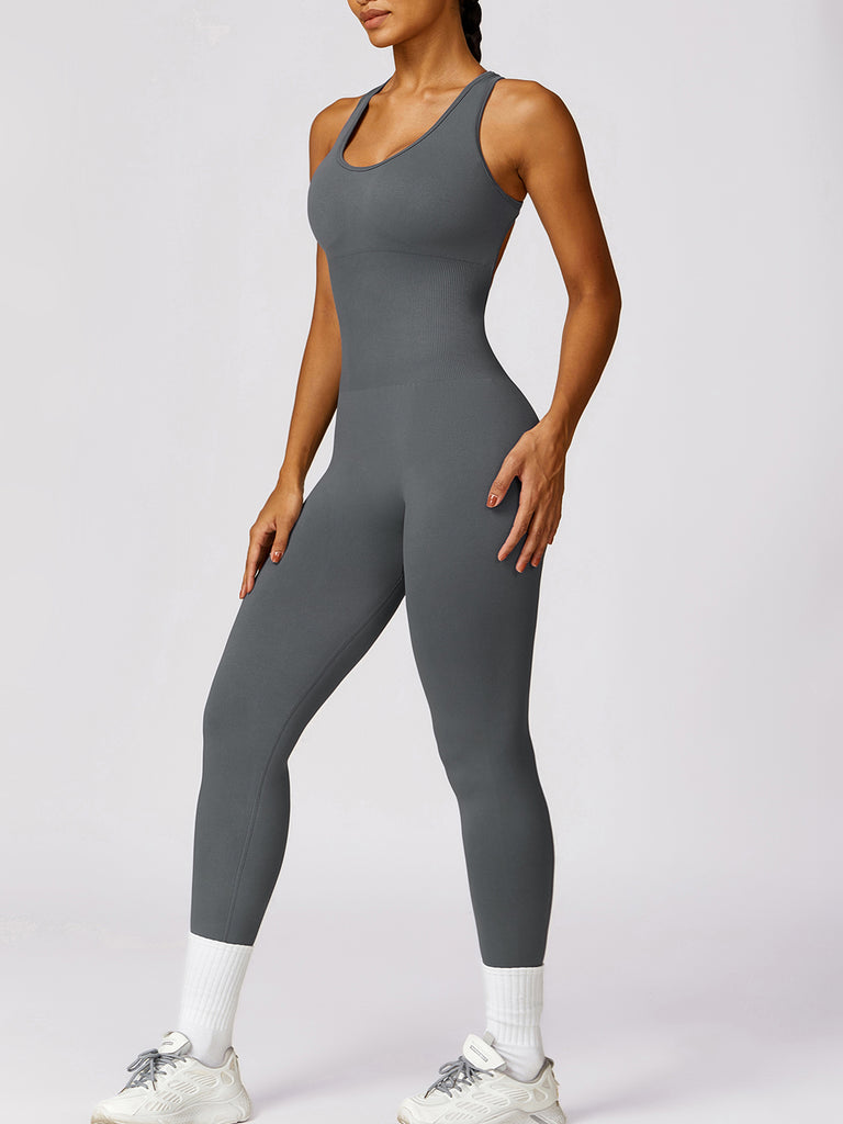 Cutout Racerback Active Jumpsuit Trendsi