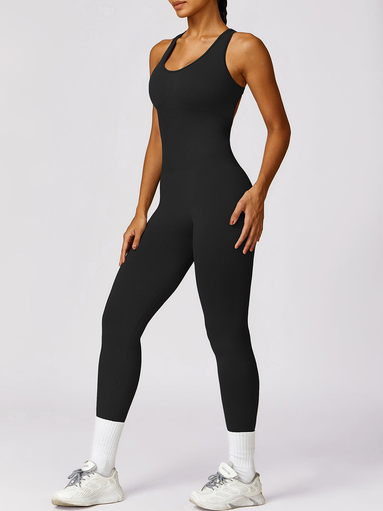 Cutout Racerback Active Jumpsuit Trendsi