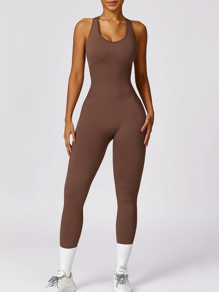 Cutout Racerback Active Jumpsuit Trendsi