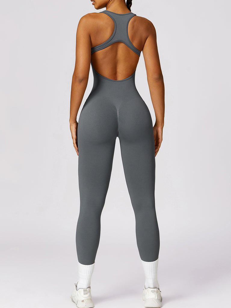 Cutout Racerback Active Jumpsuit Trendsi