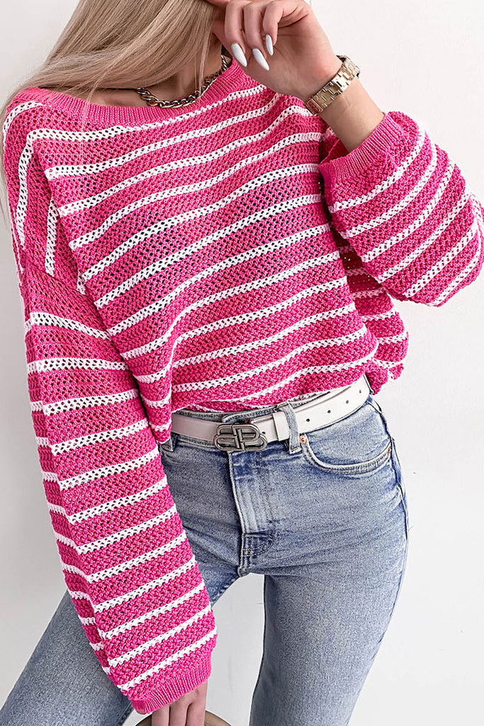 Striped Drop Shoulder Sweater Trendsi