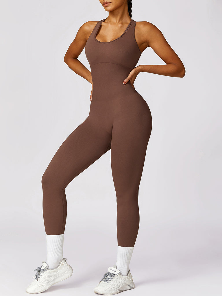 Cutout Racerback Active Jumpsuit Trendsi