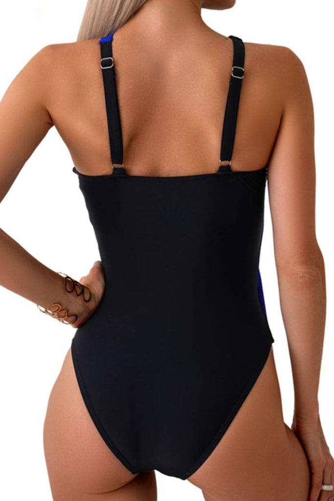 Cutout Contrast Sleeveless One-Piece Swimwear Trendsi