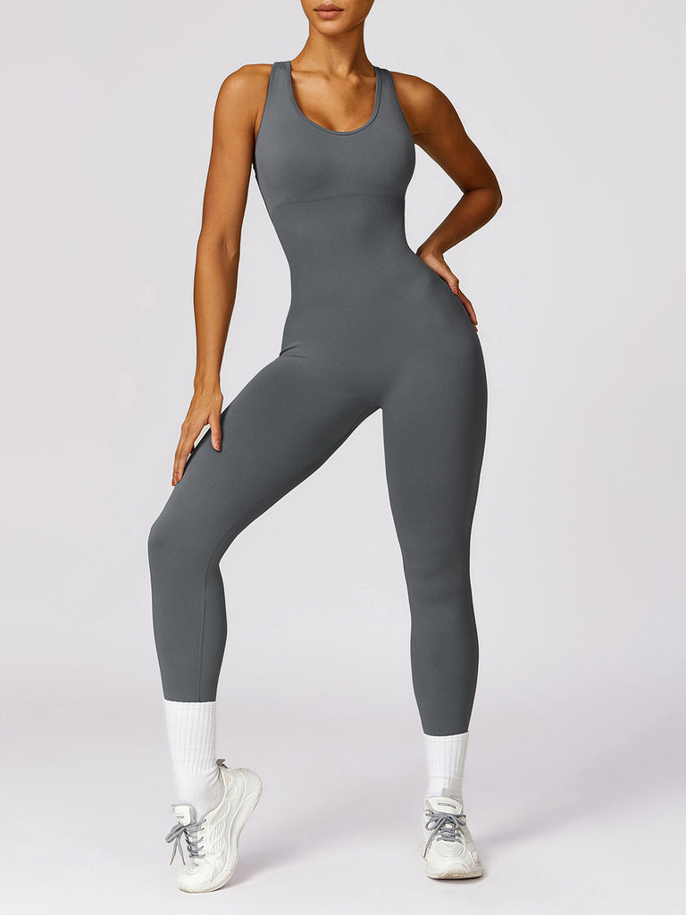 Cutout Racerback Active Jumpsuit Trendsi