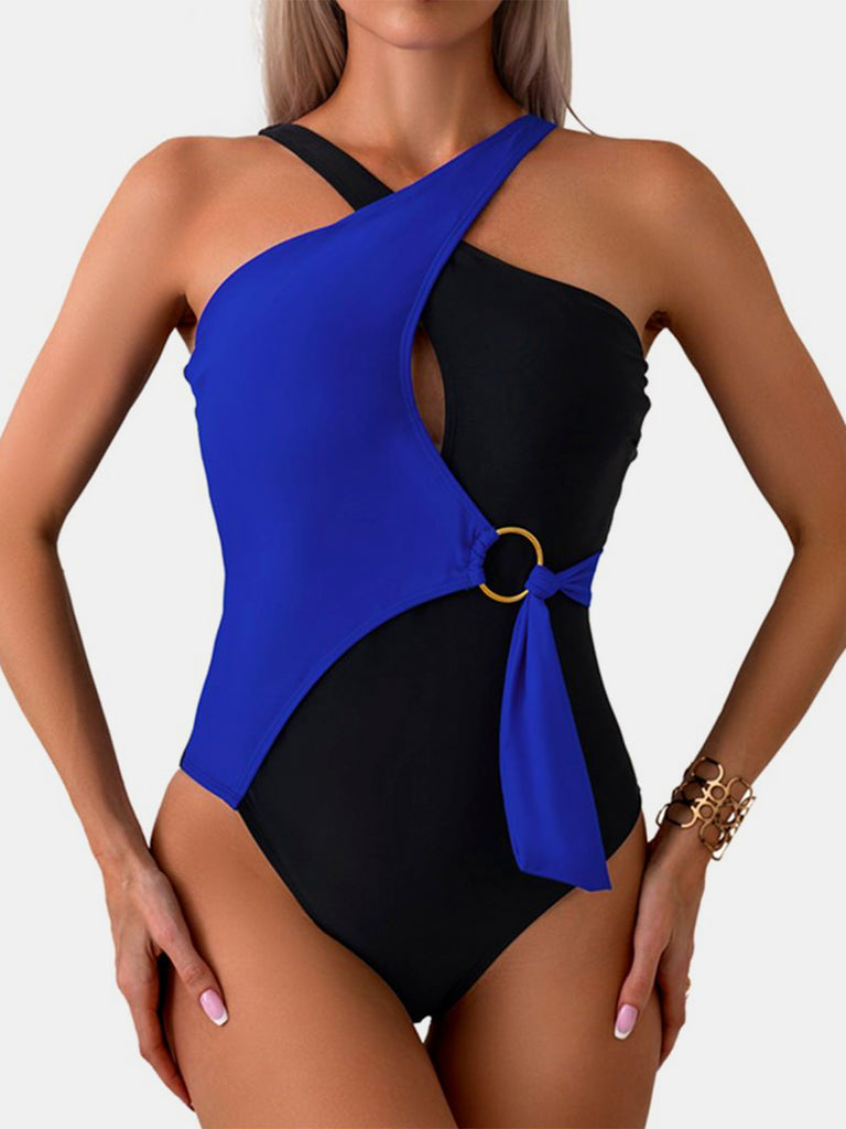 Cutout Contrast Sleeveless One-Piece Swimwear Trendsi