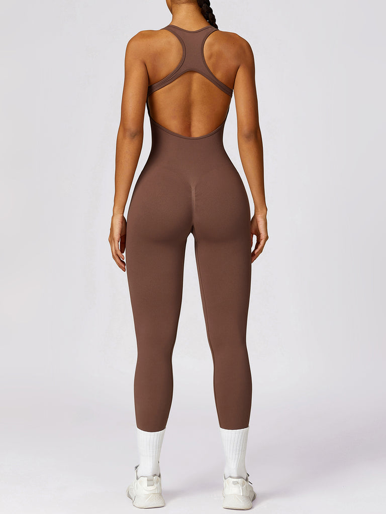 Cutout Racerback Active Jumpsuit Trendsi