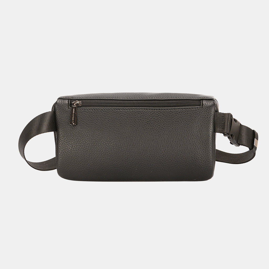 David Jones PU Leather Double Zipper Adjustable Belt Bag Trendsi