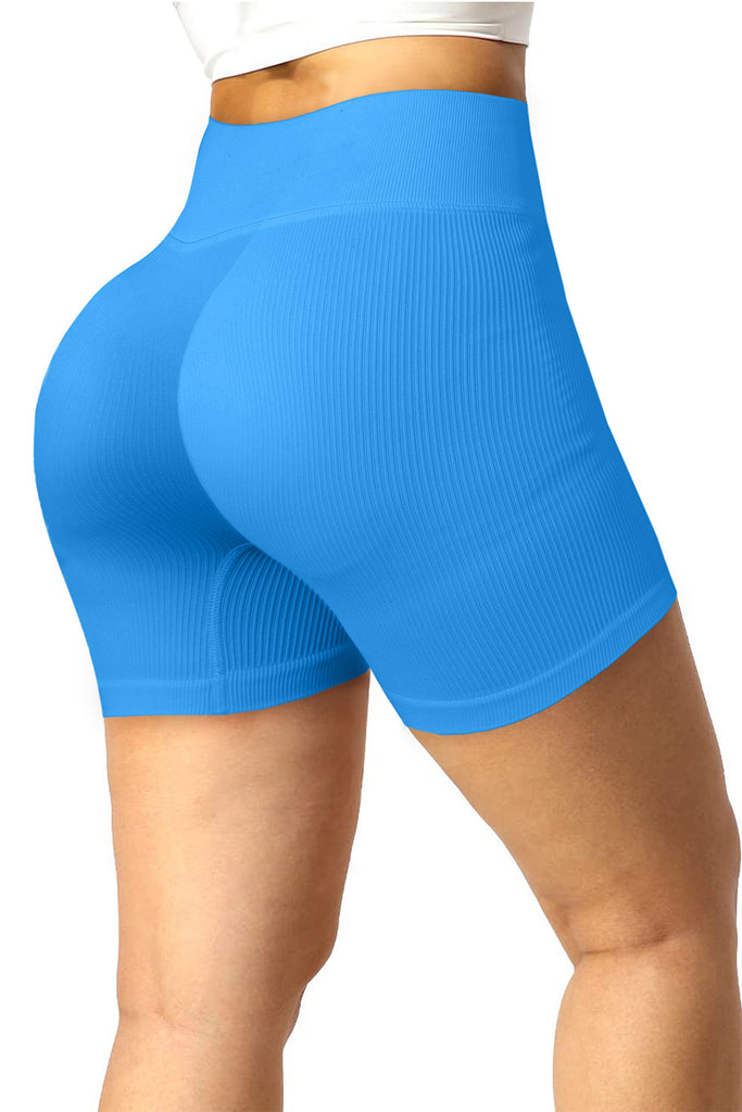 Drawstring Ribbed Sports Shorts Trendsi