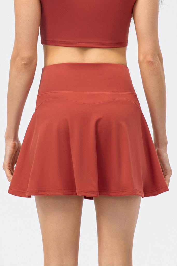 High Waist Wide Waistband Active Skirt Trendsi