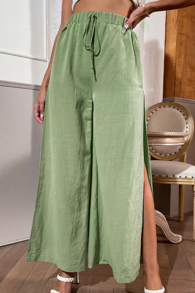 Side Slit Wide Leg Pants Trendsi