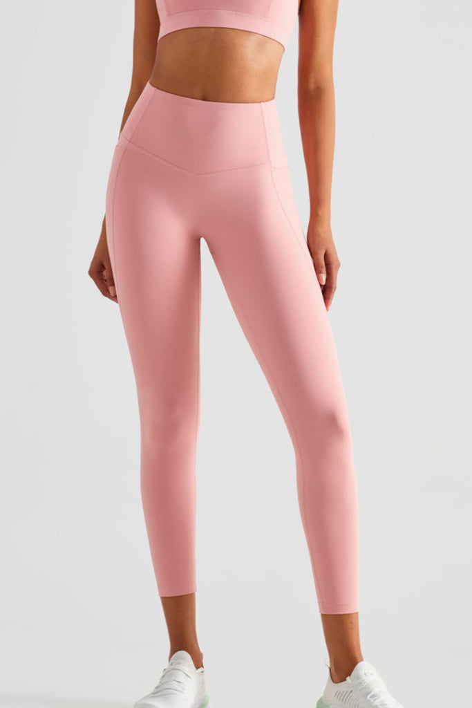 Wide Waistband Sports Leggings with Pockets Trendsi