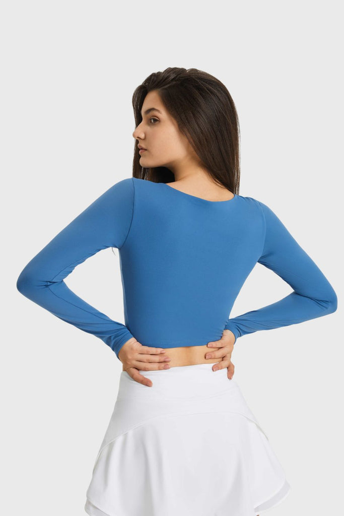 Cutout Long Sleeve Cropped Sports Top Trendsi