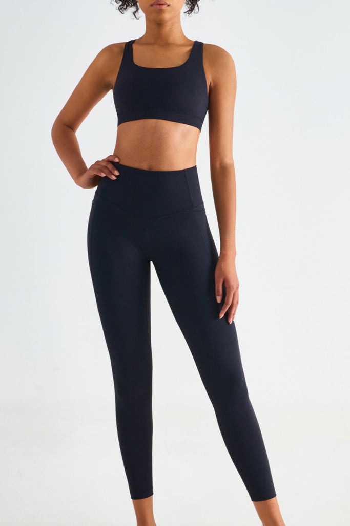 Wide Waistband Sports Leggings with Pockets Trendsi