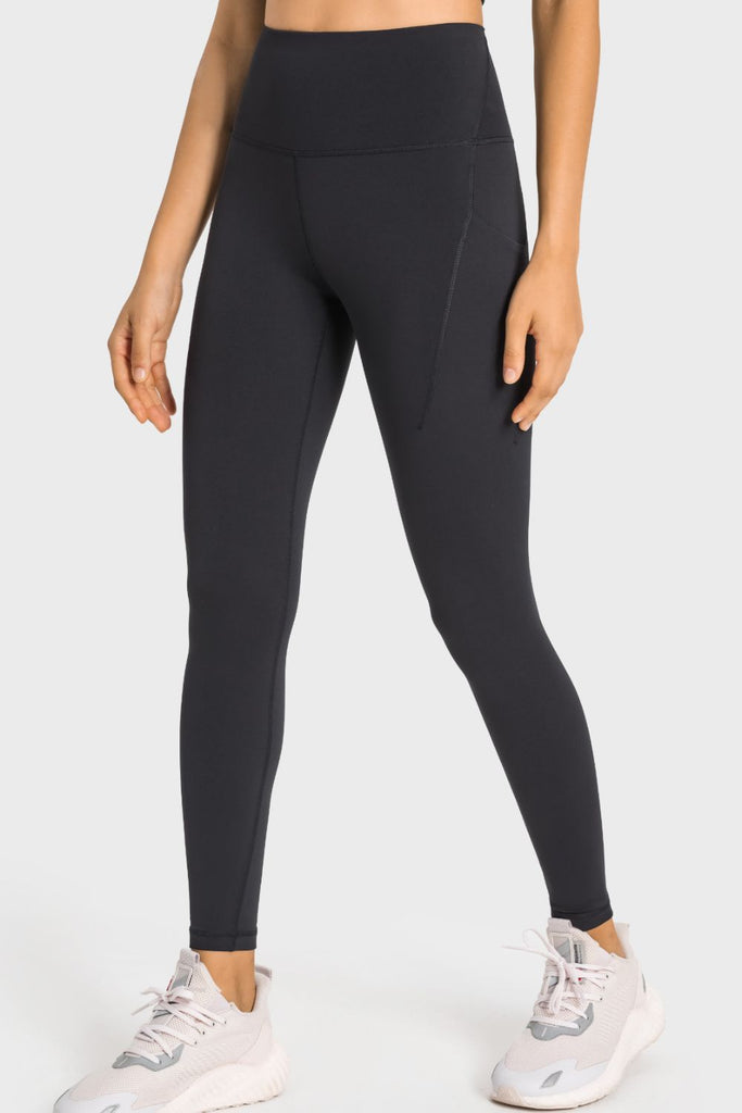 High-Rise Wide Waistband Pocket Yoga Leggings Trendsi