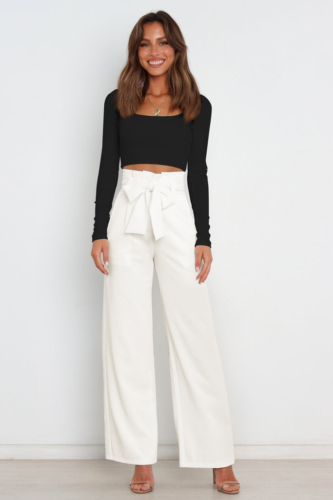 Tie Front Paperbag Wide Leg Pants Trendsi