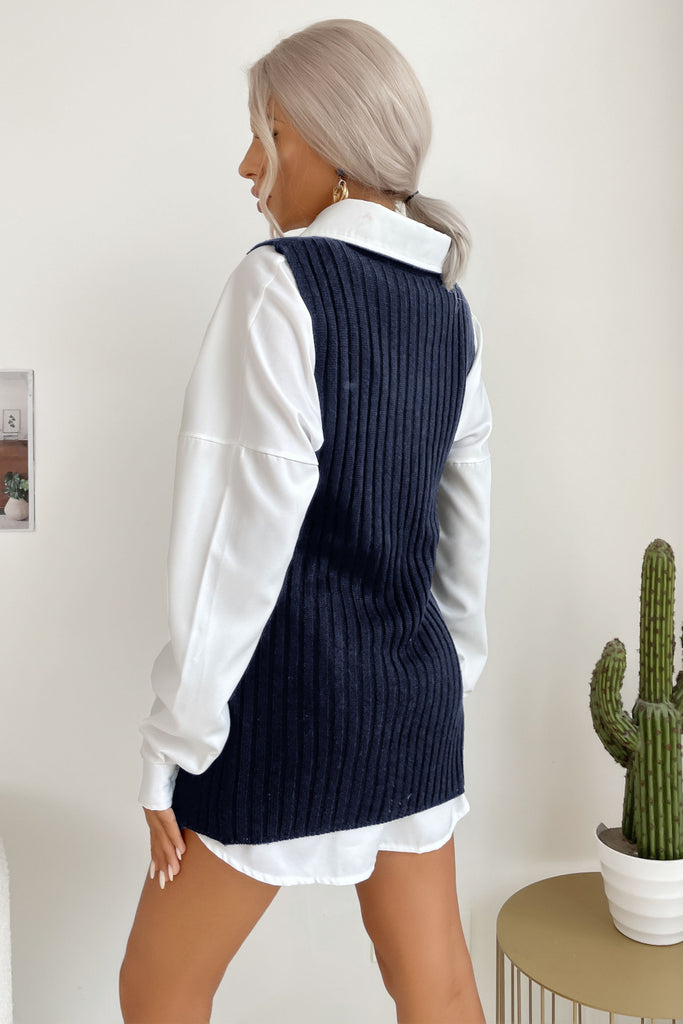 Slit Hem Sweater Vest Dress Trendsi