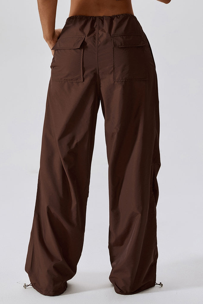 Long Loose Fit Pocketed Sports Pants Trendsi