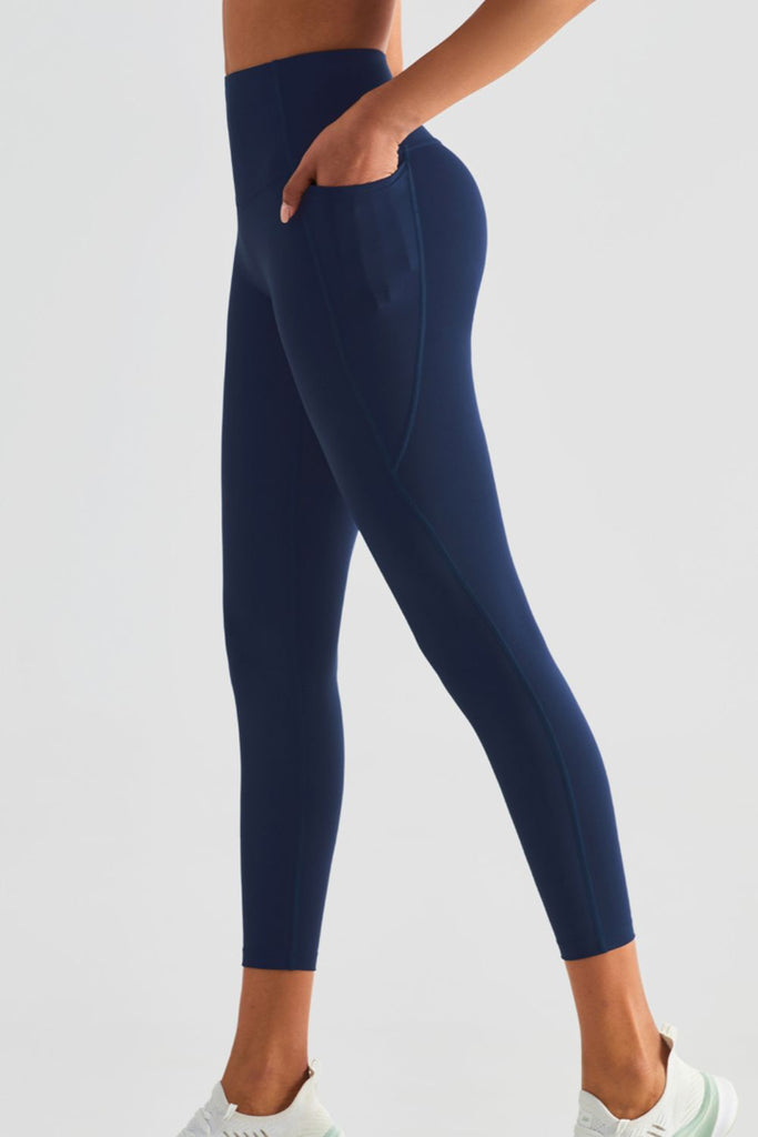 Wide Waistband Sports Leggings with Pockets Trendsi