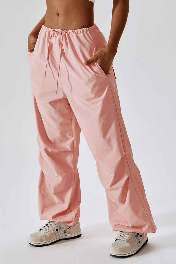 Long Loose Fit Pocketed Sports Pants Trendsi