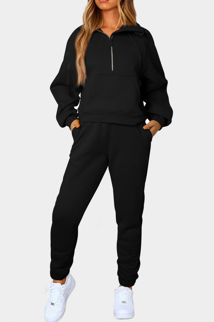 Half-Zip Sports Set with Pockets Trendsi