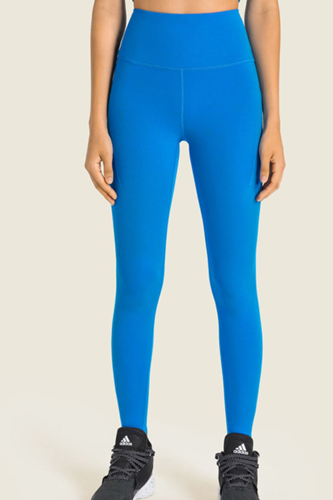 High-Rise Wide Waistband Pocket Yoga Leggings Trendsi