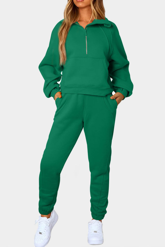 Half-Zip Sports Set with Pockets Trendsi