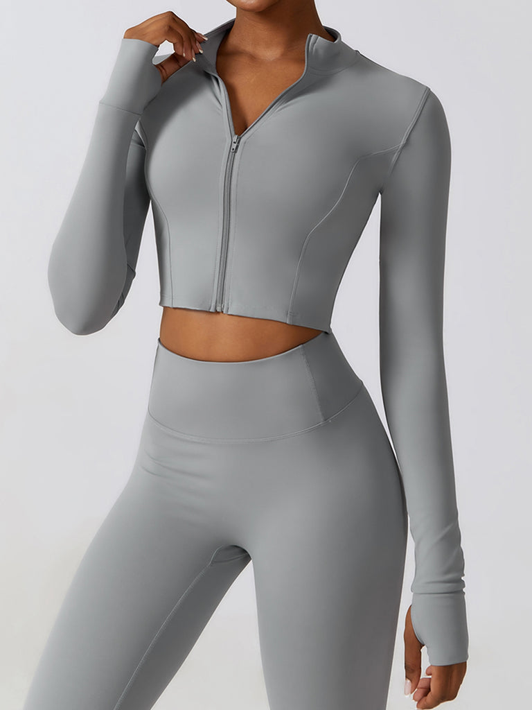 Zip-Up Long Sleeve Sports Top Trendsi