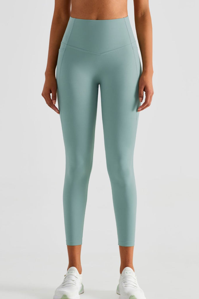 Wide Waistband Sports Leggings with Pockets Trendsi