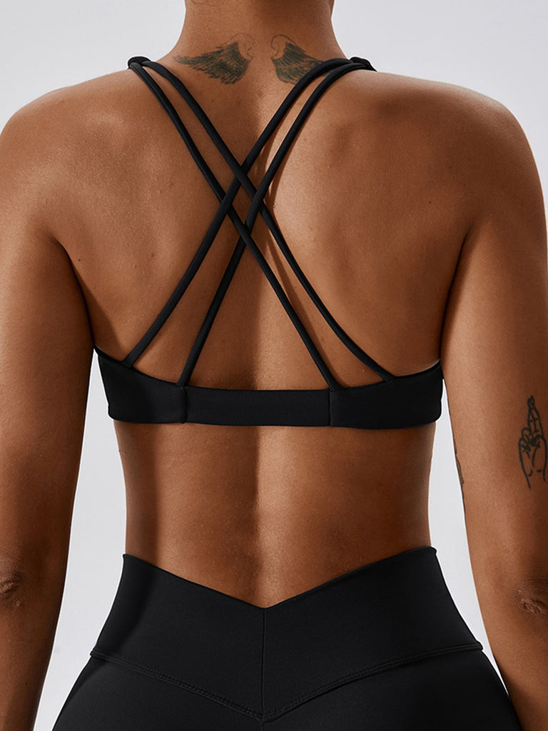 Yoga V-Neck Twisted Sleeveless Sports Bra Trendsi