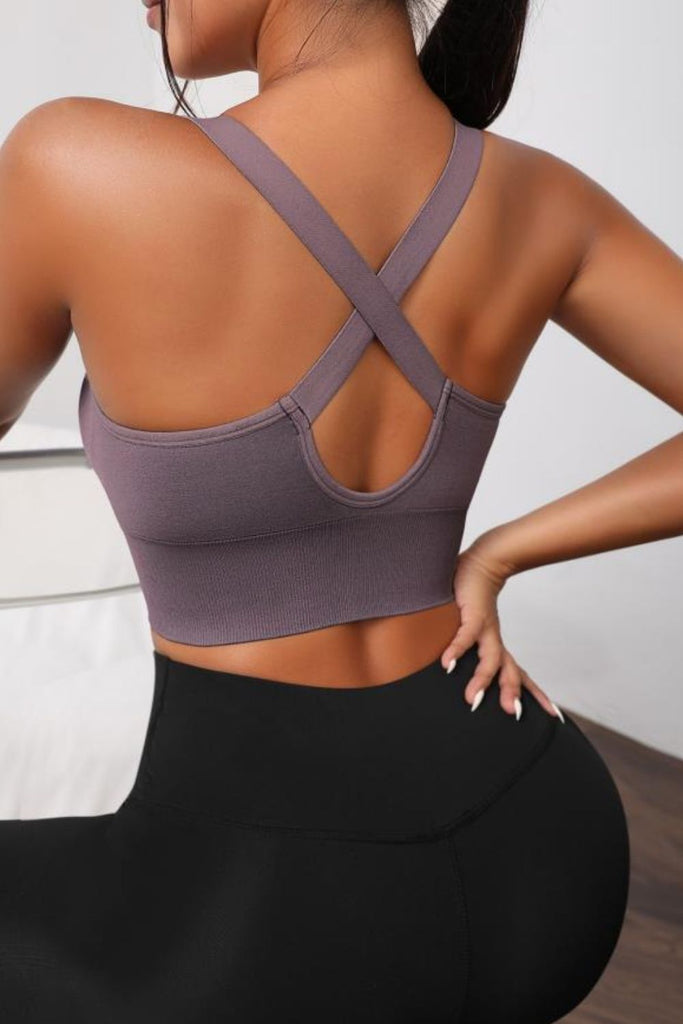 Scoop Neck Long Active Bra Trendsi