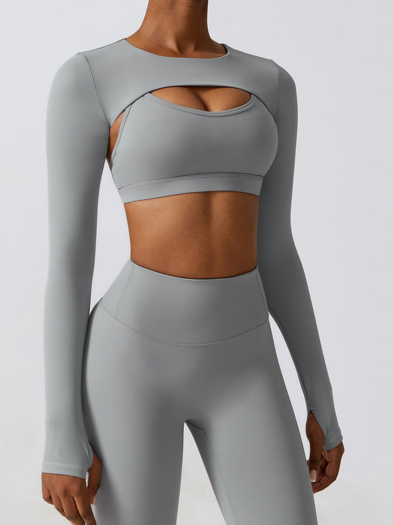 Cropped Cutout Long Sleeve Sports Top Trendsi