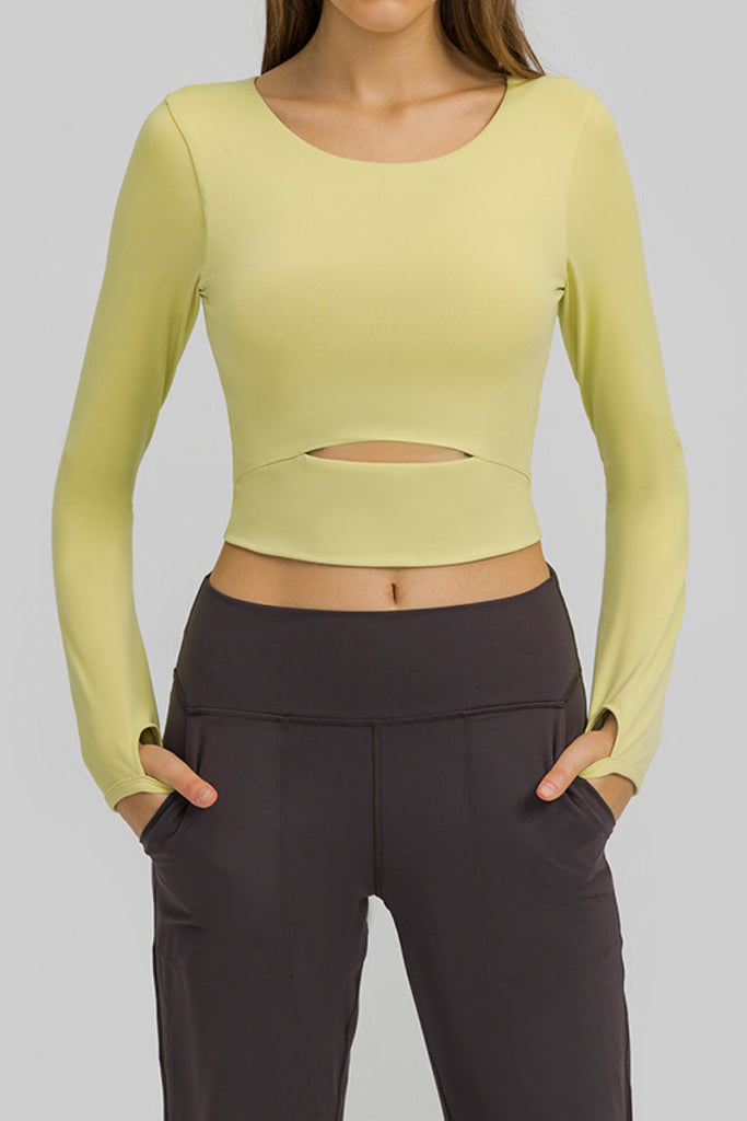 Cut Out Front Crop Yoga Tee Trendsi