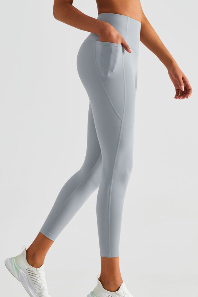 Wide Waistband Sports Leggings with Pockets Trendsi