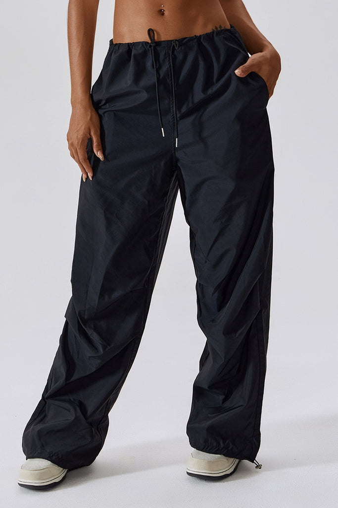 Long Loose Fit Pocketed Sports Pants Trendsi