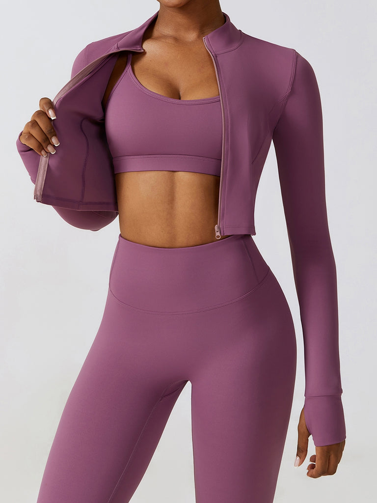 Zip-Up Long Sleeve Sports Top Trendsi