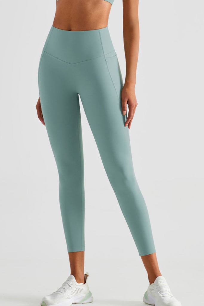 Wide Waistband Sports Leggings with Pockets Trendsi