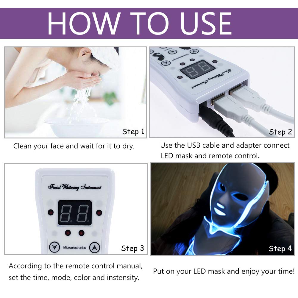 7 Colors Light LED Facial Mask Anti Acne Therapy Face Whitening the ModernMonroe