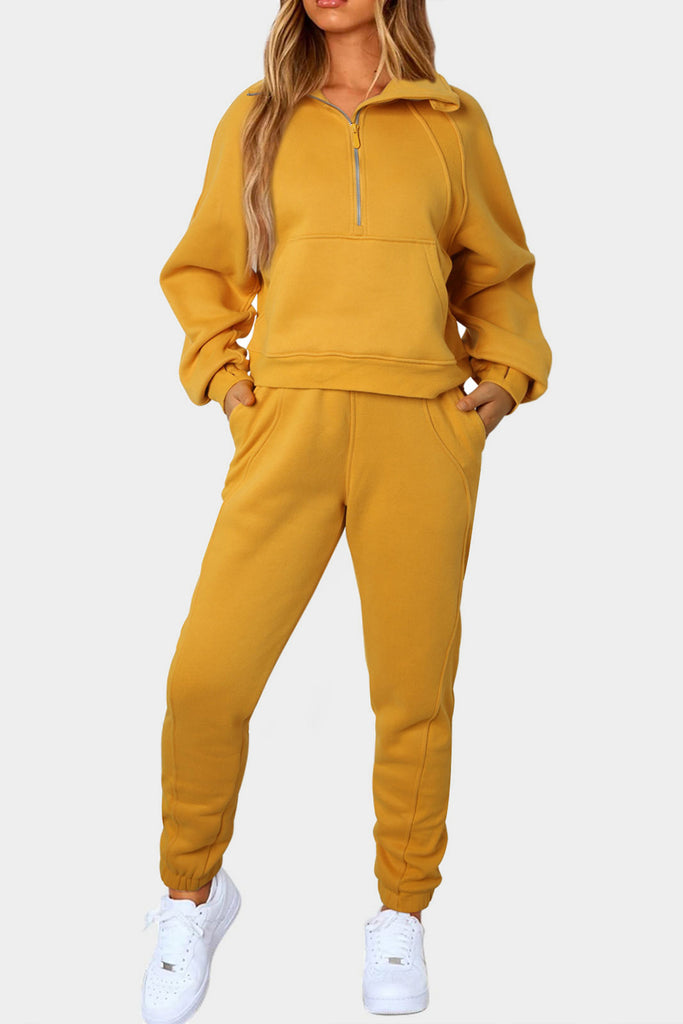 Half-Zip Sports Set with Pockets Trendsi